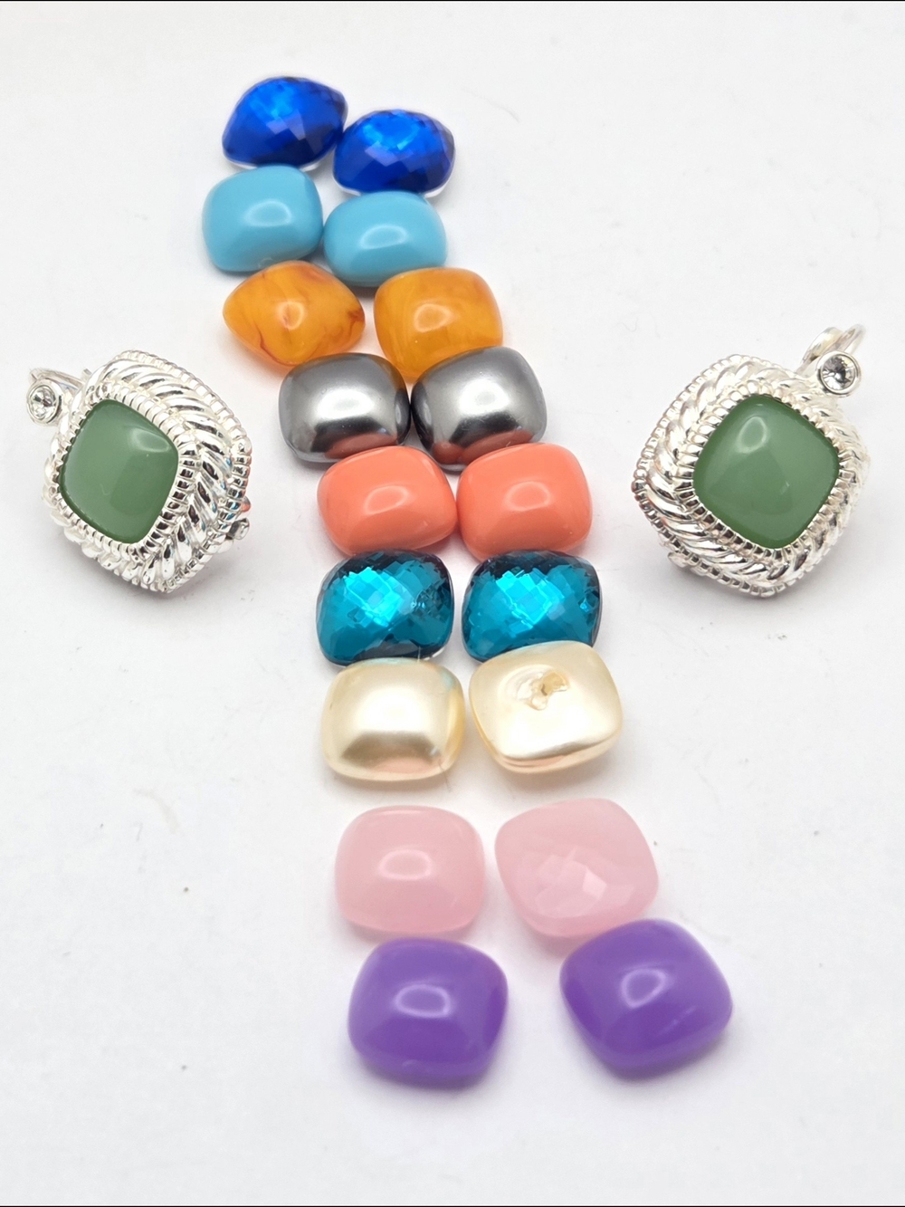 Vintage Joan Rivers Interchangeable Cabochon Leverback Earrings Set - 10 Pairs